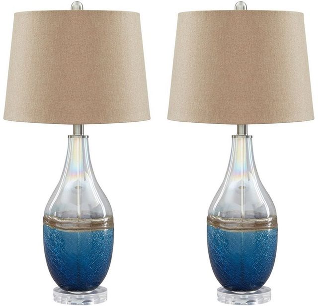 Signature Design by Ashley® Johanna Set of 2 Blue/Clear Table Lamps