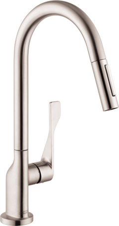 AXOR® Citterio 1.75 GPM Steel Optic 2 Spray Pull Down HighArc Kitchen Faucet-39835801