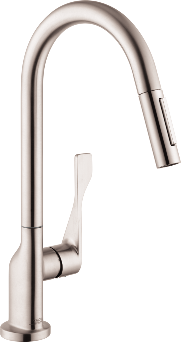 AXOR® Citterio 1.75 GPM Steel Optic 2 Spray Pull Down HighArc Kitchen Faucet-0