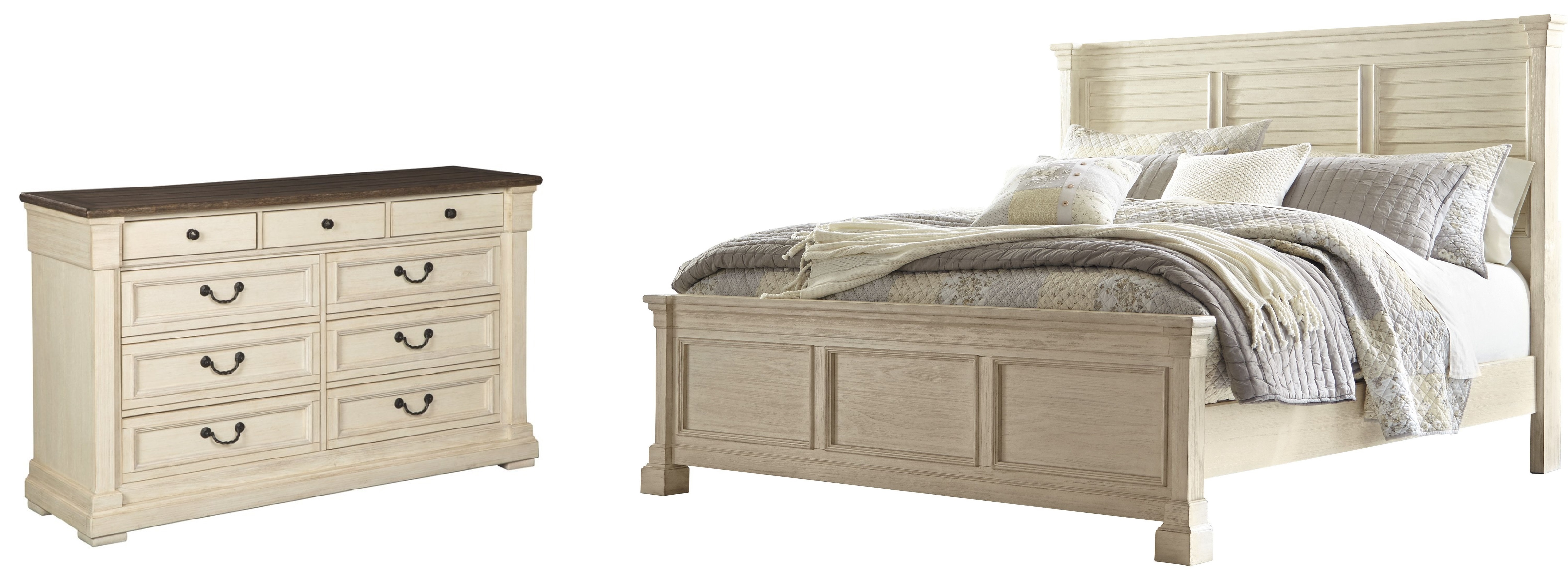 Signature Design by Ashley® Bolanburg 2-Piece Antique White King Panel Bed Set