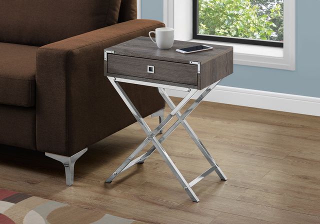 Monarch Specialties Inc. Dark Taupe 24" Chrome Metal Accent Table 5