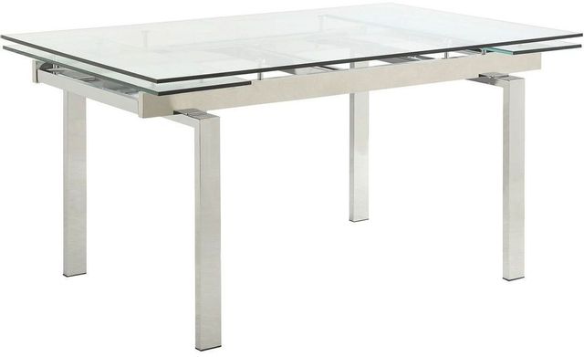 Coaster® Modern Wexford Chrome Glass Top Dining Table with Extension Leaves