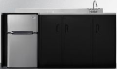 Summit® 72" Black and Stainless Steel All-In-One Kitchenette