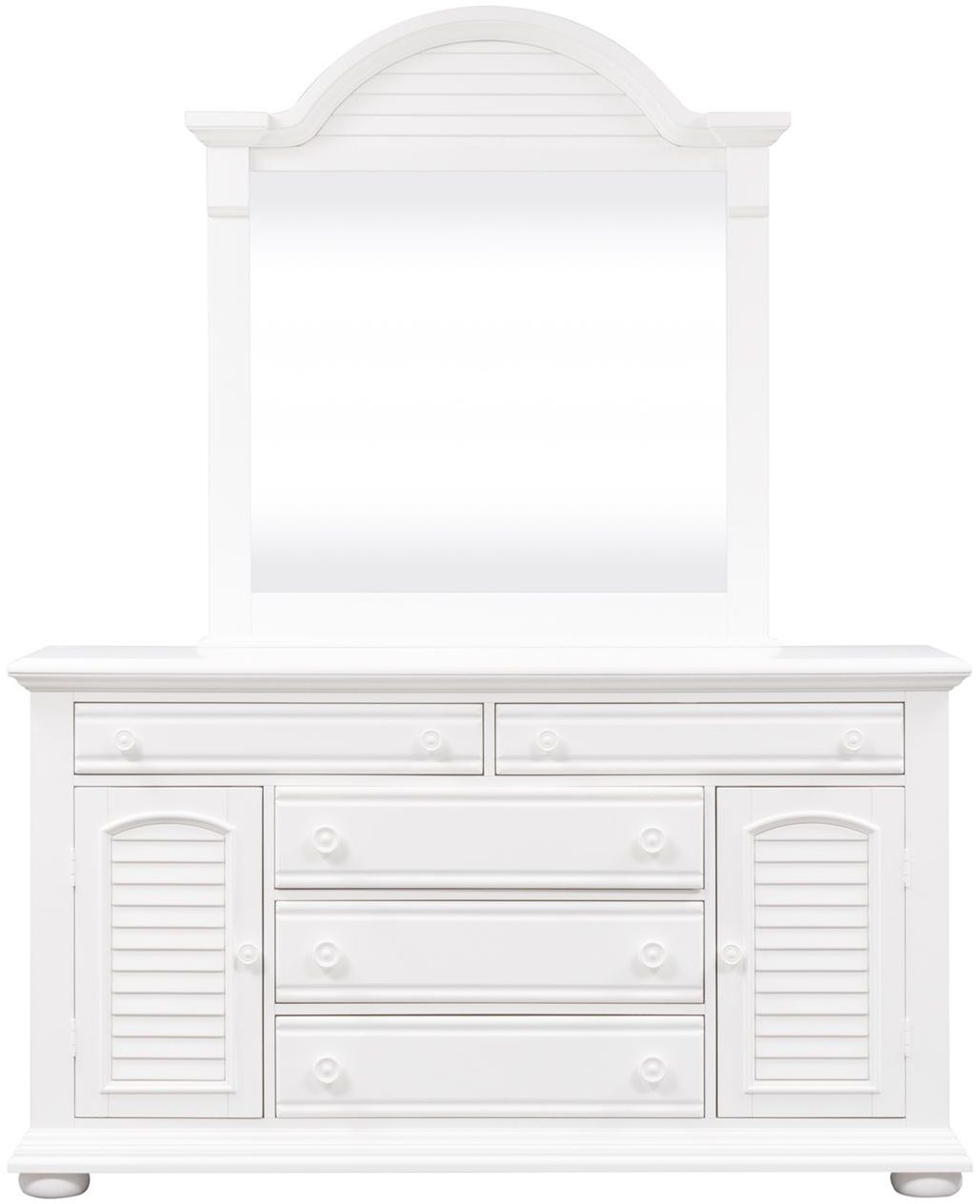 Liberty Furniture Summer House I Oyster White 2 Door 5 Drawer Dresser With Mirror