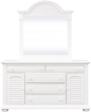 Liberty Furniture Summer House I Oyster White 2 Door 5 Drawer Dresser With Mirror