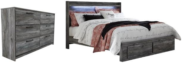 Signature Design by Ashley® Baystorm 2-Piece Gray King Panel Bed with Storage Set