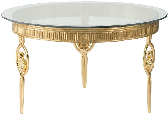 A & B Home Clear/Gold Round Glass Top Coffee Table-1