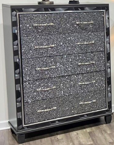 New Classic® Home Furnishings Radiance Black Pearl/Silver Chest