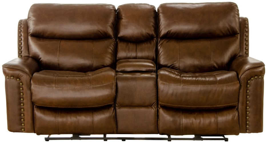 Catnapper® Ceretti Brown Leather Power Reclining Console Loveseat | Van ...