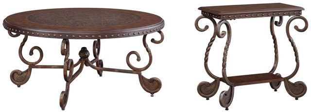 Signature Design by Ashley® Rafferty 2-Piece Dark Brown Living Room Table Set 0