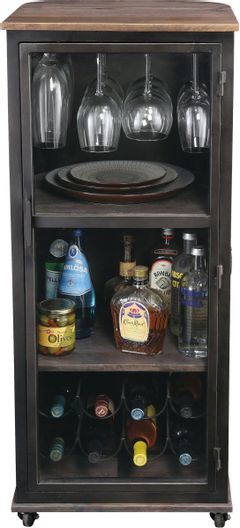 Howard Miller® Stir Stick Black Aged Iron/Natural Wine and Bar Cabinet