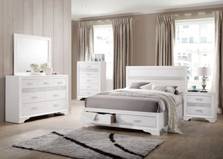 Coaster® Miranda 4 Piece White King Panel Storage Bedroom Set