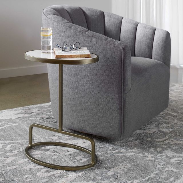 Uttermost® Jessenia Antiqued Brushed Gold/White Marble Accent Table-4