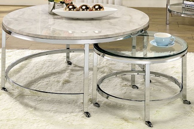 chrome nesting coffee tables