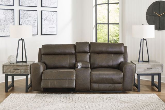Signature Design by Ashley® Roman Umber Power Reclining Loveseat with Console 9
