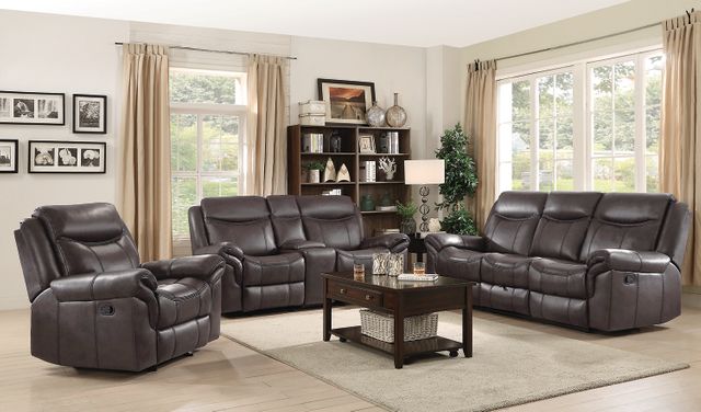 Coaster® Sawyer Cocoa Reclining Glider Loveseat with Console 2