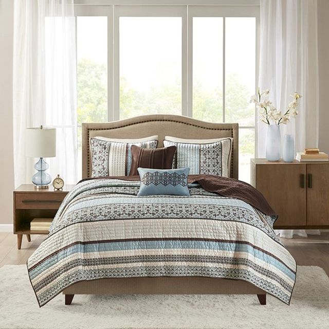 Madison Park Bellagio 6-Piece Coverlet Set Brown, Full/Queen