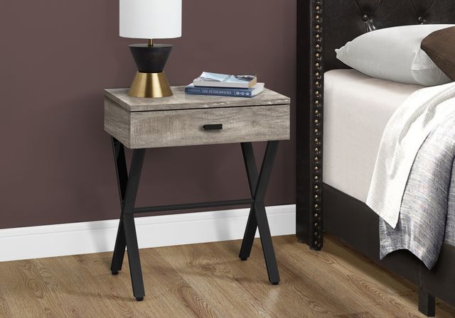 Monarch Specialties Inc. Taupe Reclaimed Wood Black Metal 24" Accent Table 5