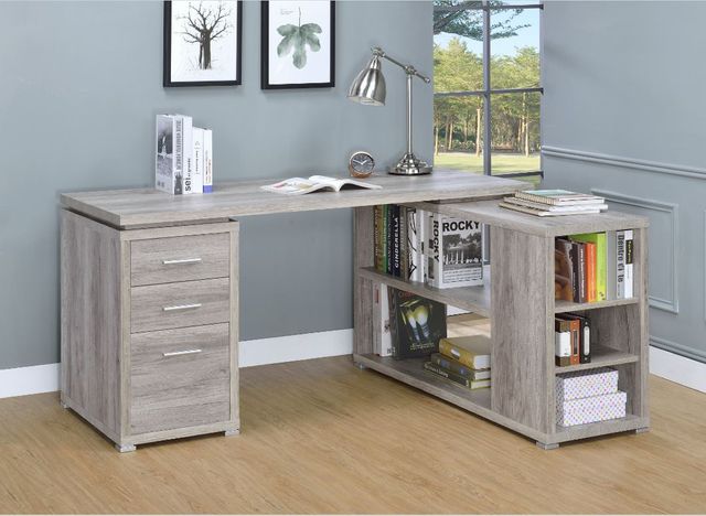 Coaster® Yvette Grey Driftwood L-Shape Office Desk 9