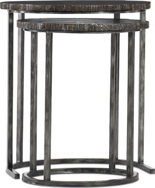 Hooker® Furniture Melange® 2-Piece Black/Gray Nesting Table Set with Black Gunmetal Frame