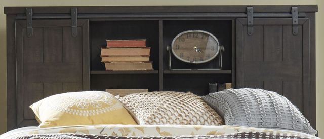 Liberty Furniture Thornwood Hills Rock Beaten Gray Queen Bookcase Bed-1