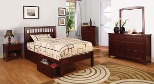 Furniture of America® Carus/Omnus Cherry 4-Piece Full Platform Bedroom Collection