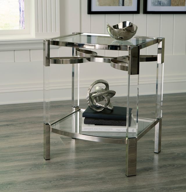 Signature Design by Ashley® Chaseton Clear/Silver Finish Accent Table-3