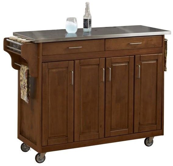 homestyles® Create-a-Cart Cottage Oak/Stainless Steel Kitchen Cart-0