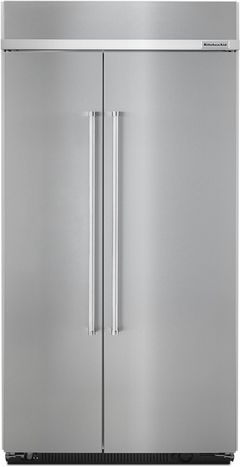 KitchenAid® 25.48 Cu. Ft. Stainless Steel with PrintShield™ Finish Built In Side-By-Side Refrigerator-KBSN602ESS