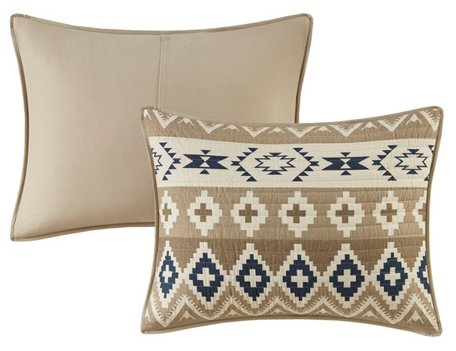 Olliix by Woolrich Montana Tan King/California King Printed Cotton Oversized Quilt Mini Set-1