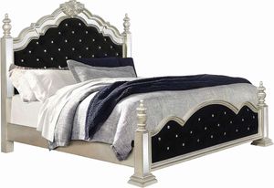 Coaster® Heidi Metallic Platinum Queen Upholstered Poster Bed