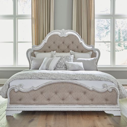 Liberty Furniture Magnolia Manor Antique White King Opt Upholstered Bed-3