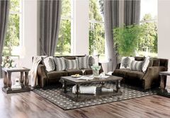 Furniture of America® Cornelia Light Brown Sofa and Loveseat Set