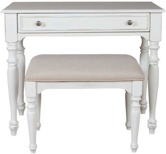 Liberty Furniture Chandler White Accent Vanity Desk and Stool
