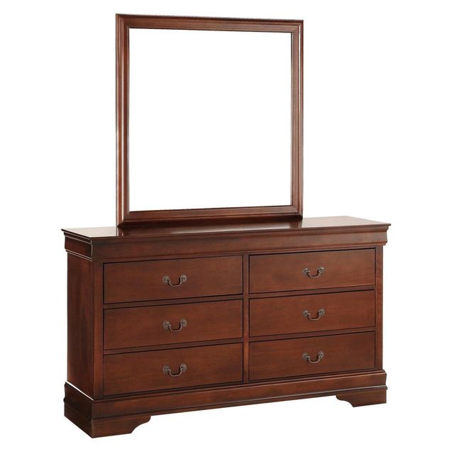 Homelegance Mayville Cherry Queen Sleigh Bed, Dresser, Mirror & Nightstand-2