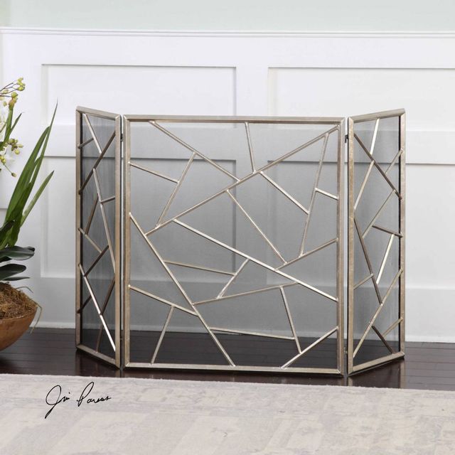 Uttermost® by Jim Parsons Armino Antiqued Silver Fireplace Screen-1