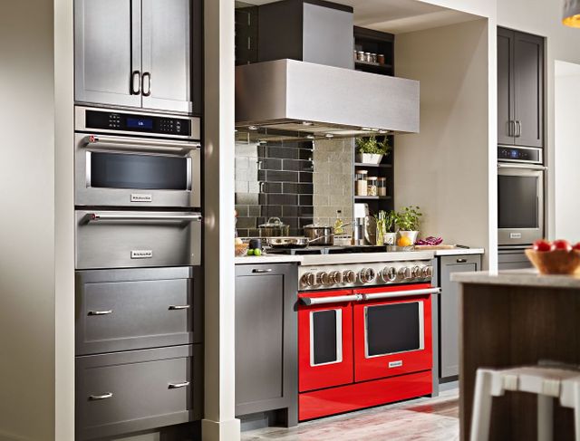 KitchenAid® 48" Passion Red Smart Commercial-Style Gas Range with Griddle 5