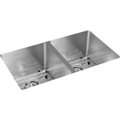 Elkay® Crosstown 16 Gauge Stainless Steel, 30-3/4" x 18-1/2" x 10" Equal Double Bowl Undermount Sink Kit