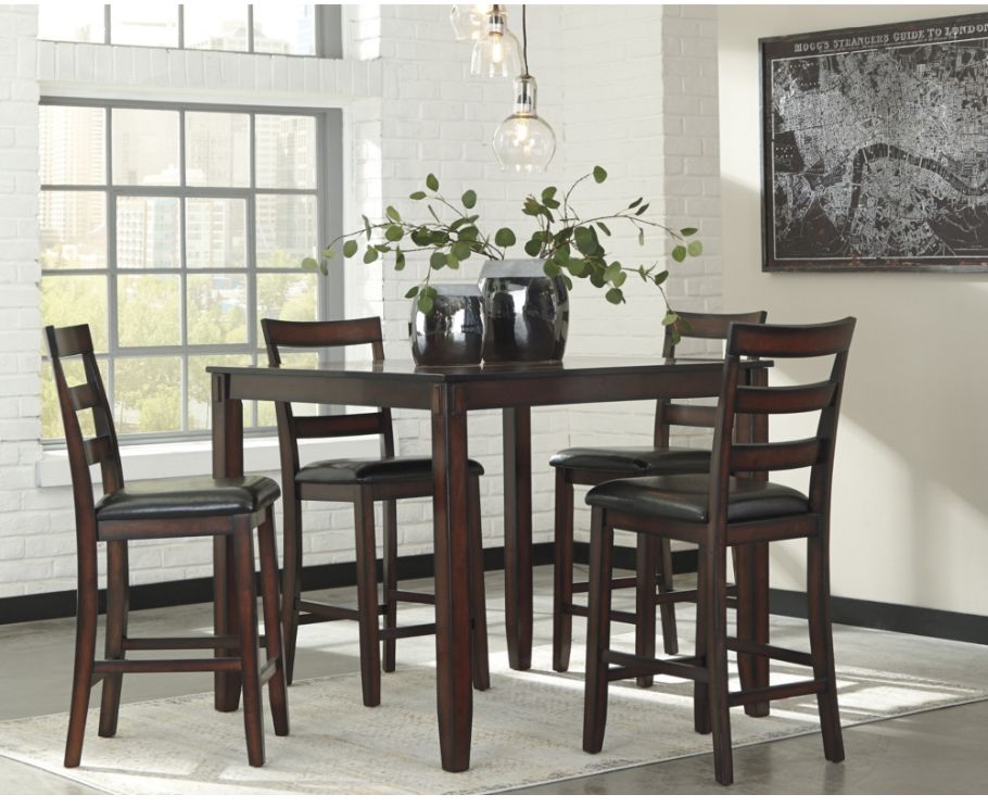 Signature Design by Ashley® Coviar Brown 5 Piece DRM Counter Table Set