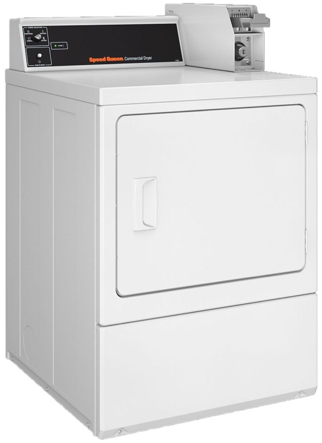 Speed Queen® Commercial 7.0 Cu. Ft. White Coin Slide Front Load Electric Dryer 1