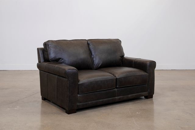 Soft Line Waco Grey All Leather Loveseat-1