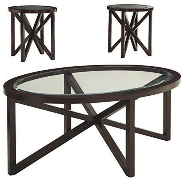 Signature Design by Ashley® Sleffine 3 Piece Dark Brown Occasional Table Set 0