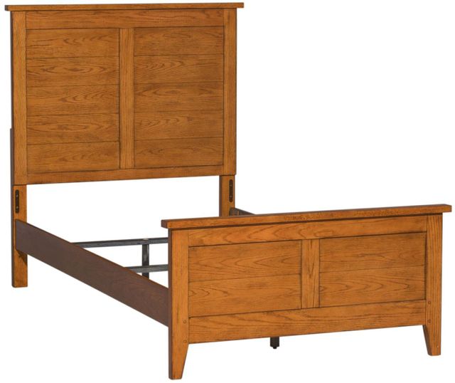 Liberty Furniture Grandpas Cabin Aged Oak Youth Twin Panel Headboard and Footboard-0