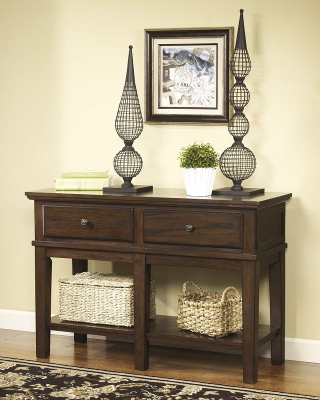 Signature Design by Ashley® Gately Medium Brown Console Sofa Table 7