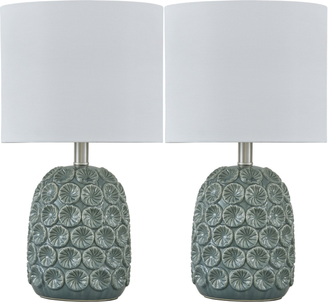 Signature Design by Ashley® Moorbank 2-Piece Teal Table Lamp Set