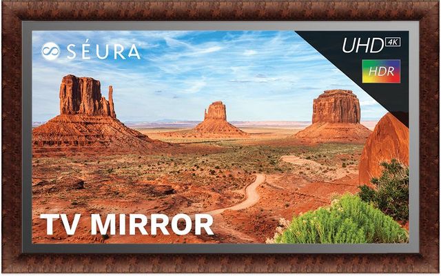 Seura® 75" 4K Ultra HD Antica Wood Frame Mirrored TV 0