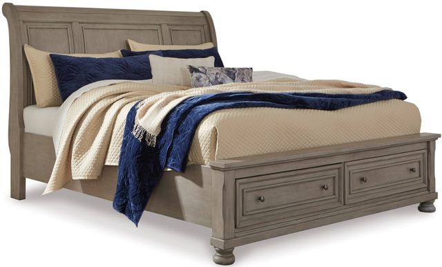Signature Design by Ashley® Lettner 6-Piece Light Gray King Sleigh Storage Bed Set 1