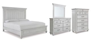 Benchcraft® Kanwyn 4-Piece Whitewash King Panel Storage Bed Set