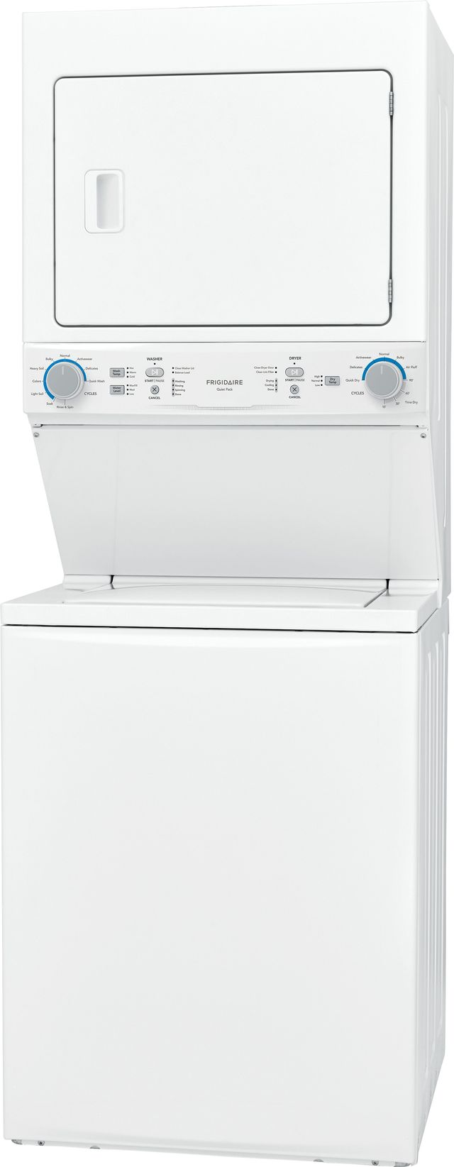 Frigidaire® 3.9 Cu. Ft. Washer, 5.6 Cu. Ft. Dryer White Electric Stack Laundry 13