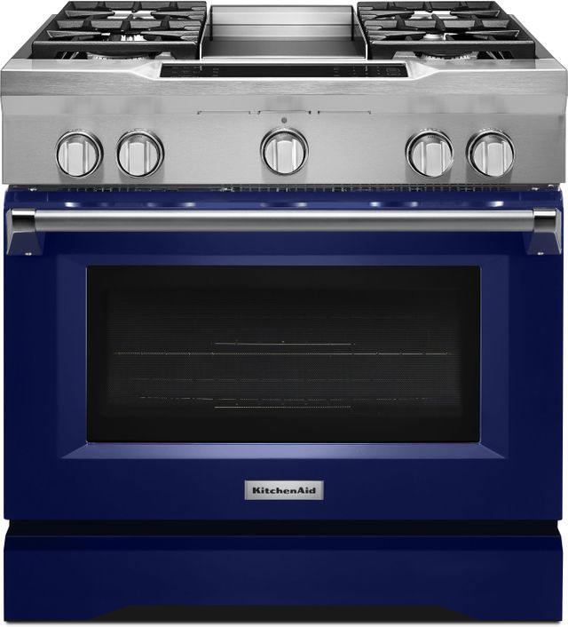 KitchenAid® Commercial Style 36" Pro Style Dual Fuel Range-Cobalt Blue